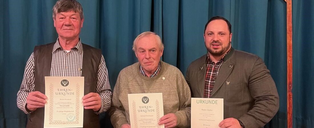 Ehrungen bei der Mitgliederversammlung der Jägerschaft des Altzeschdorfer Mühlenfließ